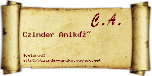 Czinder Anikó névjegykártya